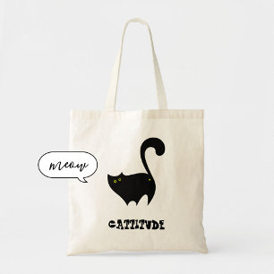 Cheeky Black Cat met Cattitude Funny Tote Bag