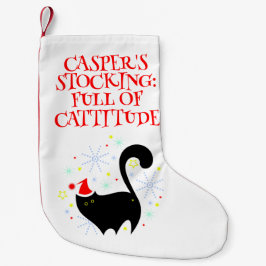 Cheeky Black Cat Santa Hat Cattitude Kleine Kerstsok