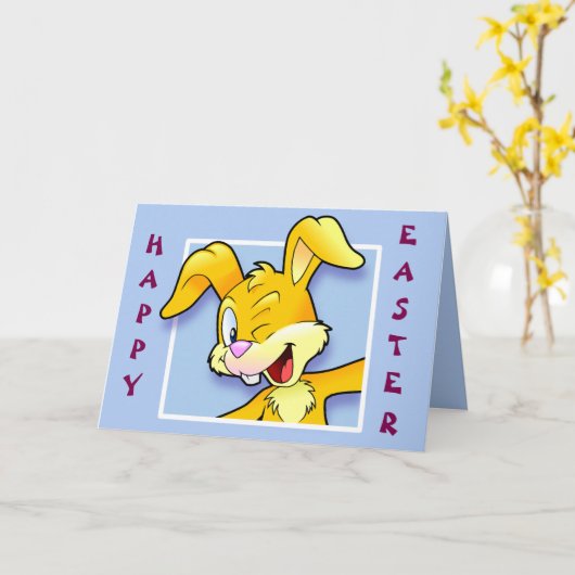 Cheeky bunny "Happy Easter" - Ostern Kaart (Gele Bloem)