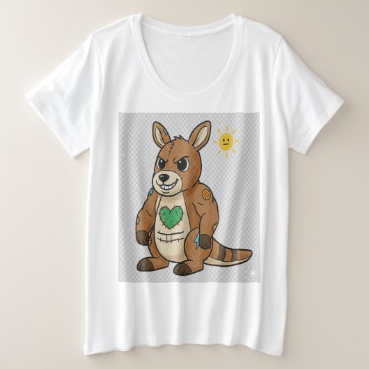 Cheeky Cartoon Kangaroo - Funny Rebel Style Grote Maat T-shirt (Design voorkant)