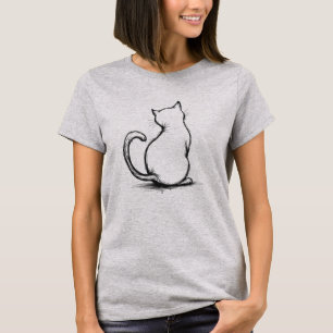 Cheeky Cat Minimalist Back Uitzicht T-shirt