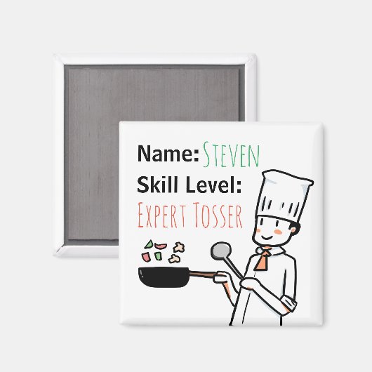 Cheeky Chef Expert Tosser Grappige Naam Koelkast Magneet (Voorkant / Achterkant)