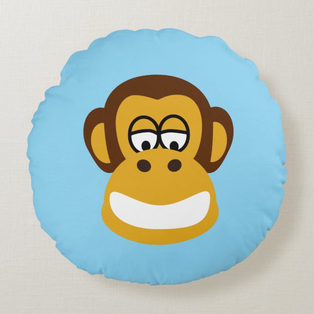 Cheeky Chimp Grin Ronde Kussen (Voorkant)