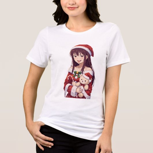 Cheeky Christmas Girl Tri-Blend Shirt (Voorkant)