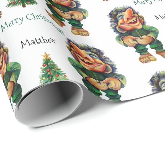Cheeky Christmas Troll en Tree Delight Cadeaupapier (Rol Hoek)