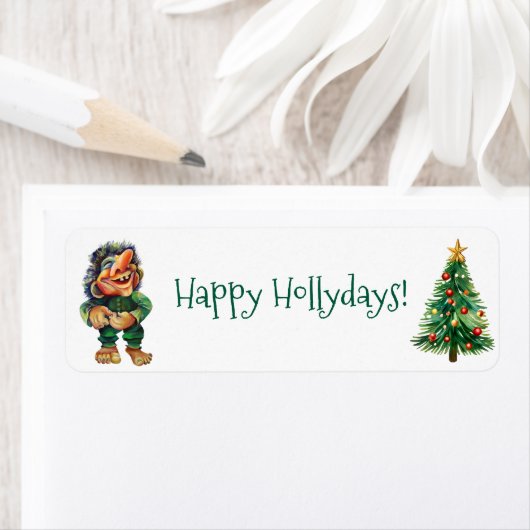 Cheeky Christmas Troll en Tree Delight Etiket (Insitu)