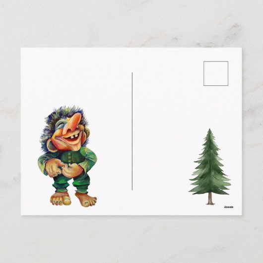 Cheeky Christmas Troll en Tree Delight Feestdagenkaart (Achterkant)
