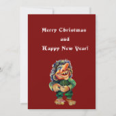 Cheeky Christmas Troll en Tree Delight Feestdagenkaart (Achterkant)