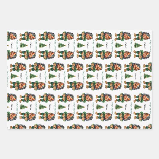 Cheeky Christmas Troll en Tree Delight Inpakpapier Vel (Voorkant)