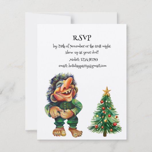 Cheeky Christmas Troll en Tree Delight Kaart (Achterkant)