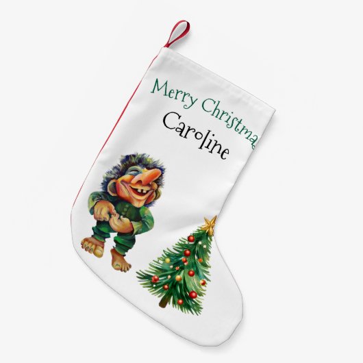 Cheeky Christmas Troll en Tree Delight Kleine Kerstsok (Voorkant (Hangend))