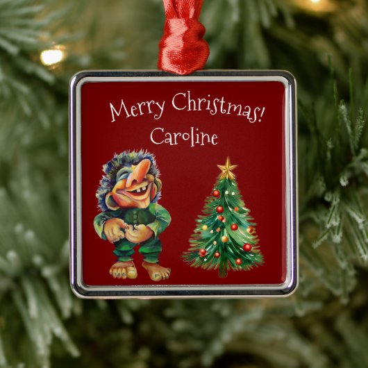 Cheeky Christmas Troll en Tree Delight Metalen Ornament (Boom)