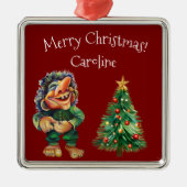 Cheeky Christmas Troll en Tree Delight Metalen Ornament (Voorkant)