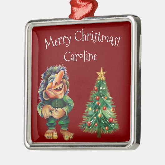 Cheeky Christmas Troll en Tree Delight Metalen Ornament (Links)