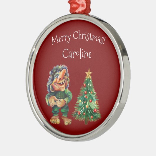 Cheeky Christmas Troll en Tree Delight Metalen Ornament (Links)