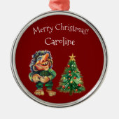 Cheeky Christmas Troll en Tree Delight Metalen Ornament (Voorkant)