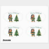Cheeky Christmas Troll en Tree Delight Ovale Sticker (Vel)