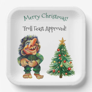 Cheeky Christmas Troll en Tree Delight Papieren Bordje