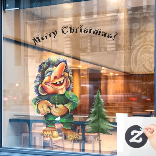 Cheeky Christmas Troll en Tree Delight Raamsticker (Cafe Raam)