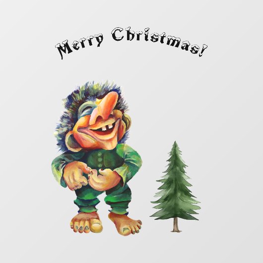 Cheeky Christmas Troll en Tree Delight Raamsticker (Vel)