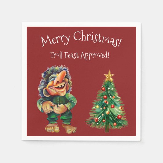 Cheeky Christmas Troll en Tree Delight Servet (Voorkant)