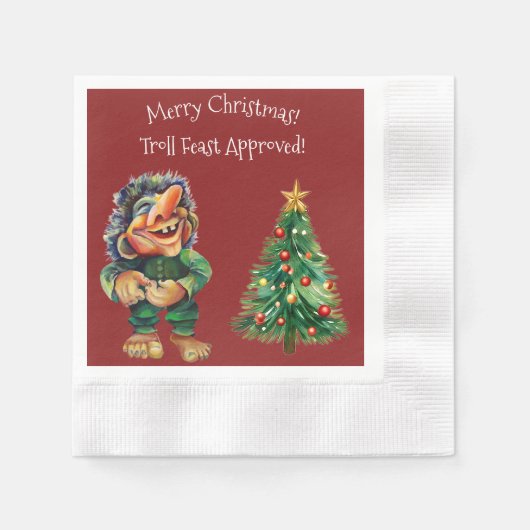 Cheeky Christmas Troll en Tree Delight Servet (Voorkant)