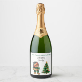 Cheeky Christmas Troll en Tree Delight Sparkling Wijnetiket