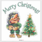Cheeky Christmas Troll en Tree Delight Sticker (Vel)