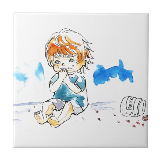 Cheeky Cookie Eater Color Tegeltje (Voorkant)