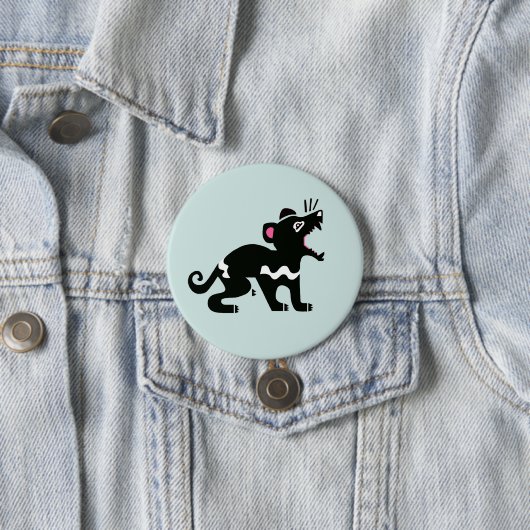 Cheeky devil - TASMANIAN DEVIL- wildlife - Aqua Ronde Button 7,6 Cm (In situ)