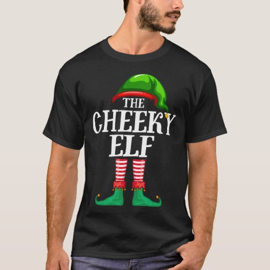 Cheeky Elf Matching Family Kerstmis Pajama T-shirt (Voorkant)