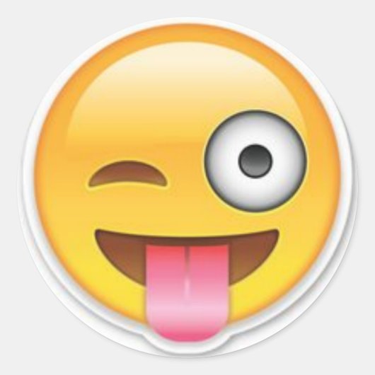 Cheeky emoji wink ronde sticker (Voorkant)