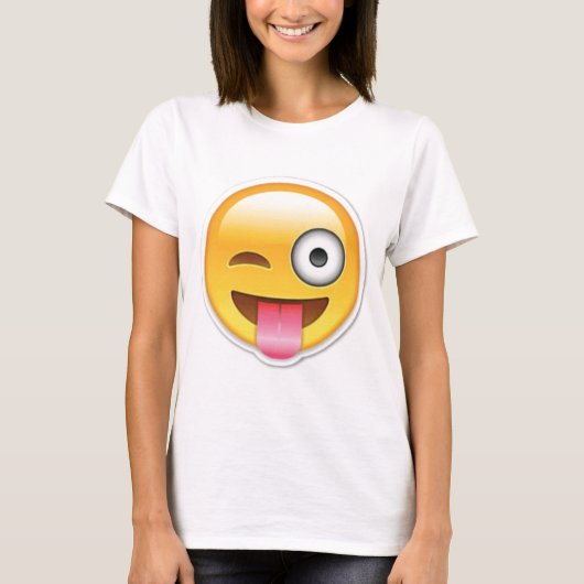 Cheeky emoji wink t-shirt (Voorkant)