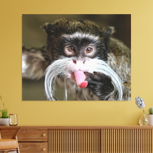 Cheeky Emperor Tamarin Monkey Canvas Afdruk (Insitu (Woonkamer))