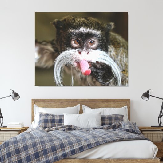 Cheeky Emperor Tamarin Monkey Canvas Afdruk (Insitu (Slaapkamer))