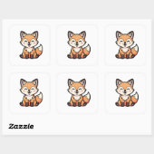 Cheeky Fox – Cute Kawaii Illustration Vierkante Sticker (Vel)