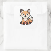 Cheeky Fox – Cute Kawaii Illustration Vierkante Sticker (Tas)