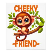 Cheeky Friend Pun Schattigee Baby Monkey op cartoo Foto Afdruk (Voorkant)