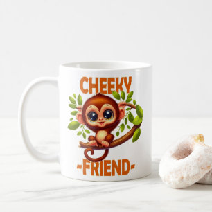 Cheeky Friend Pun Schattigee Baby Monkey op cartoo Koffiemok