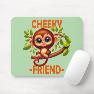 Cheeky Friend Pun Schattigee Baby Monkey op cartoo Muismat