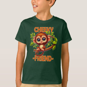 Cheeky Friend Pun Schattigee Baby Monkey op cartoo T-shirt