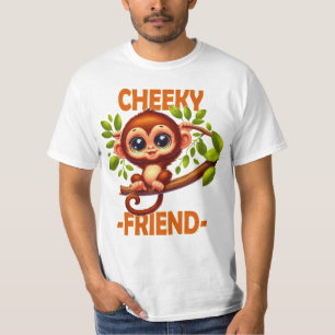 Cheeky Friend Pun Schattigee Baby Monkey op cartoo T-shirt