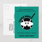 Cheeky green Tennis 🎾 Ninja Happy Birthday Postca Briefkaart (Voorkant / Achterkant)