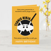 Cheeky Happy Birthday 🎾Tennis Ninja geel 💛 Auto Kaart (Gele Bloem)