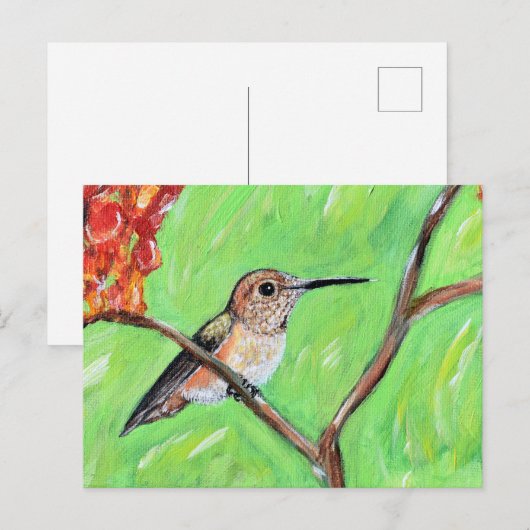 Cheeky Hummingbird Painting Briefkaart (Voorkant / Achterkant)