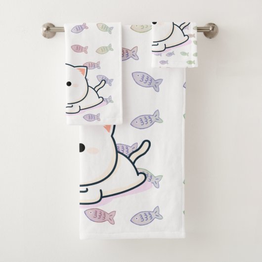 Cheeky Kawaii Style Kitten Bad Handdoek (Insitu)