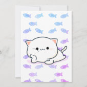 Cheeky Kawaii Style Kitten Birthday Kaart (Achterkant)