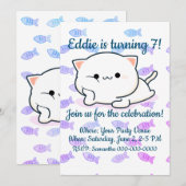 Cheeky Kawaii Style Kitten Birthday Kaart (Voorkant / Achterkant)