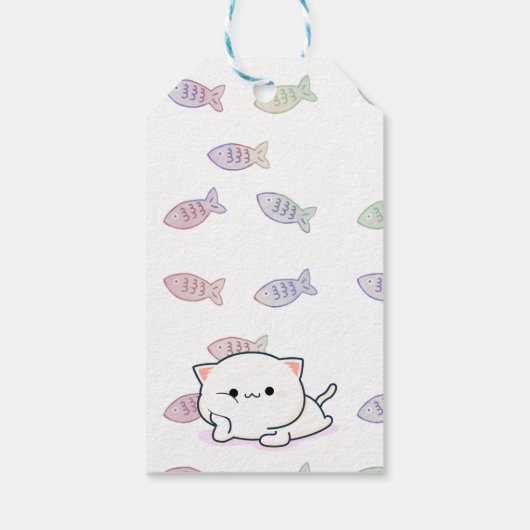 Cheeky Kawaii Style Kitten Cadeaulabel (Achterkant)