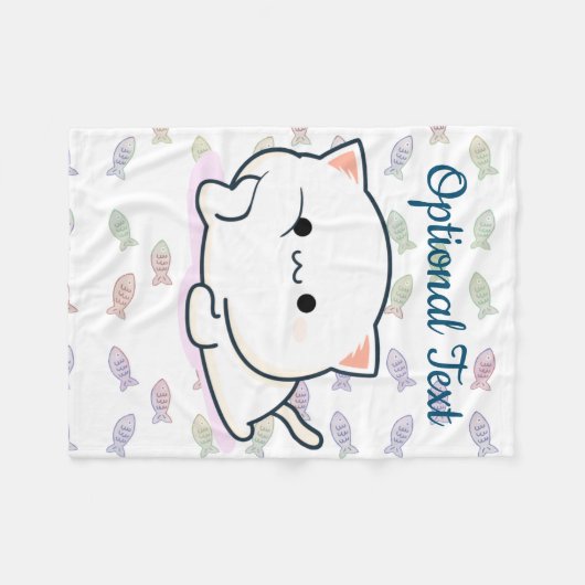 Cheeky Kawaii Style Kitten Fleece Deken (Voorkant (Horizontaal))